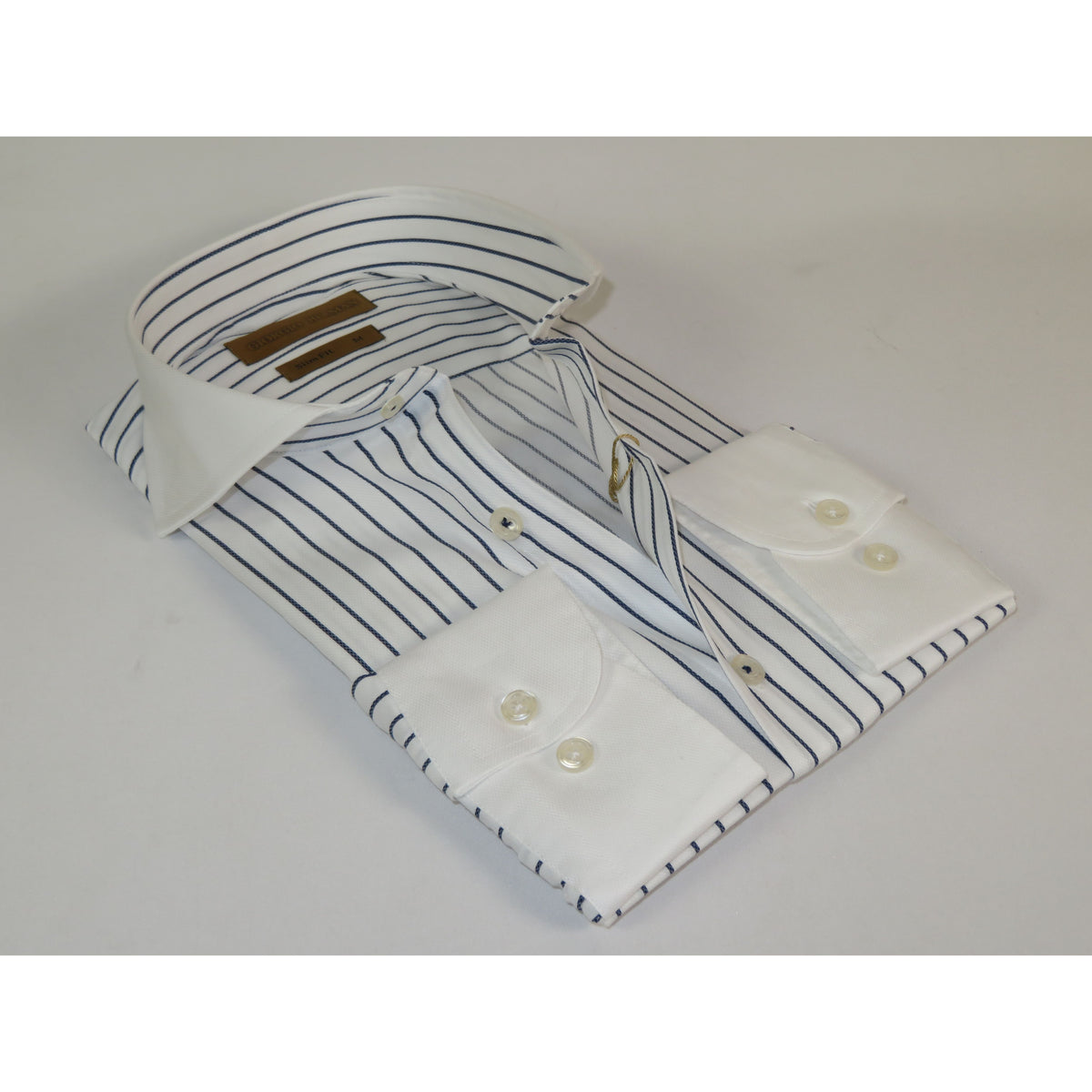 Men's Giorgio Belman Shirts 100% Cotton Spread White Collar Nova 3 White Black Stripes