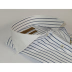 Men's Giorgio Belman Shirts 100% Cotton Spread White Collar Nova 3 White Black Stripes