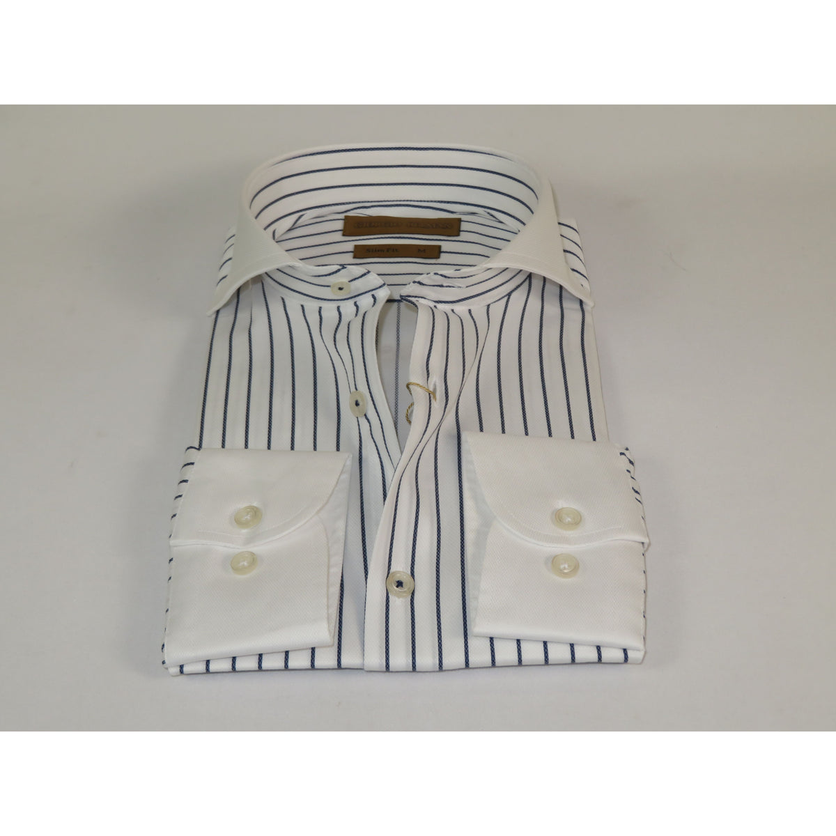 Men's Giorgio Belman Shirts 100% Cotton Spread White Collar Nova 3 White Black Stripes