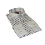 Men's Giorgio Belman Shirts 100% Cotton Spread White Collar Nova 3 White Black Stripes
