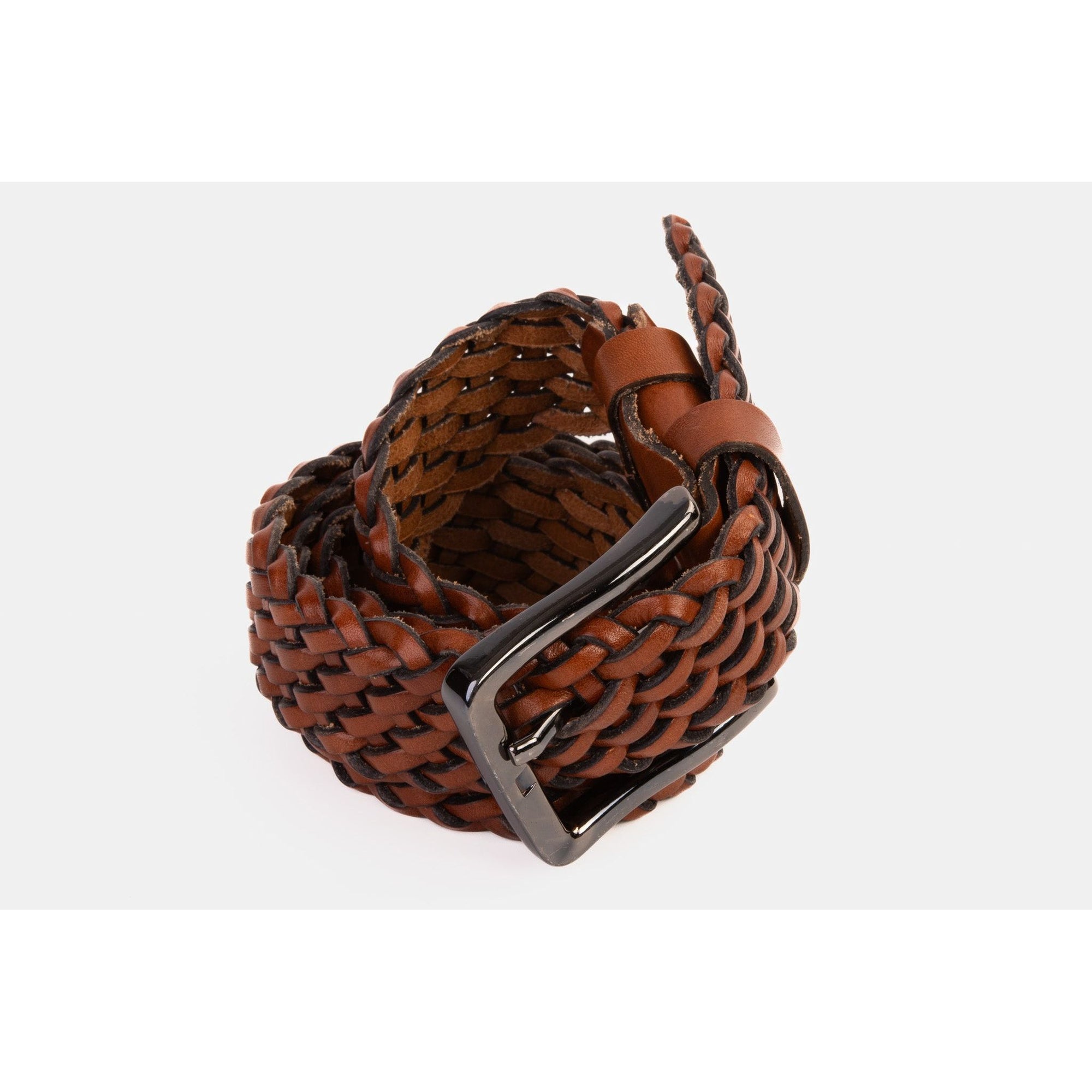 The Grand Woven Tan Color Leather Belt
