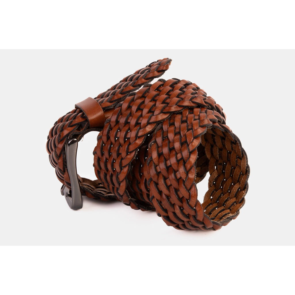 The Grand Woven Tan Color Leather Belt