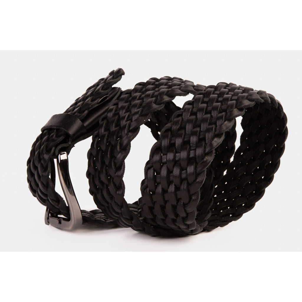 The Grand Woven Black Color Leather Belt