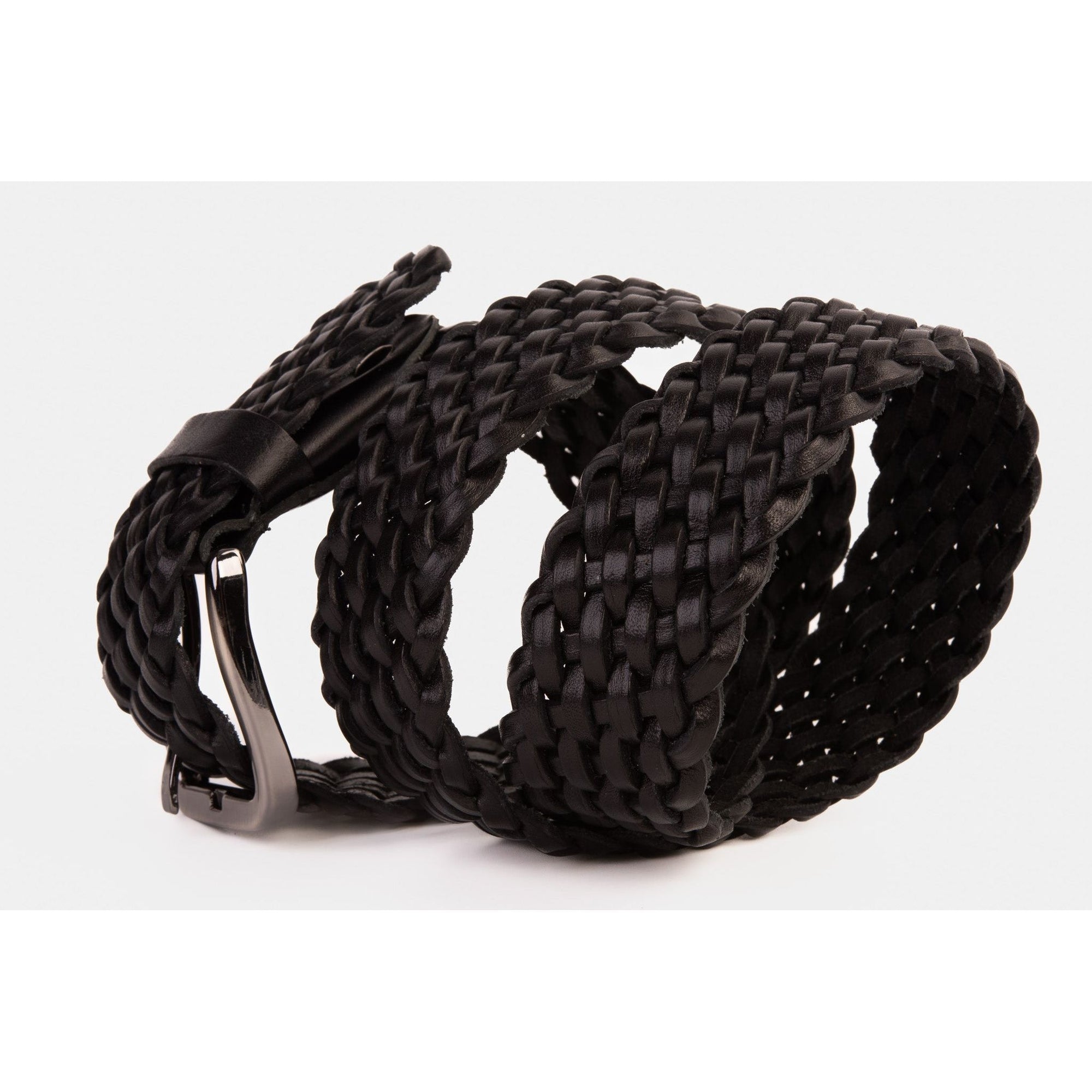 The Grand Woven Black Color Leather Belt