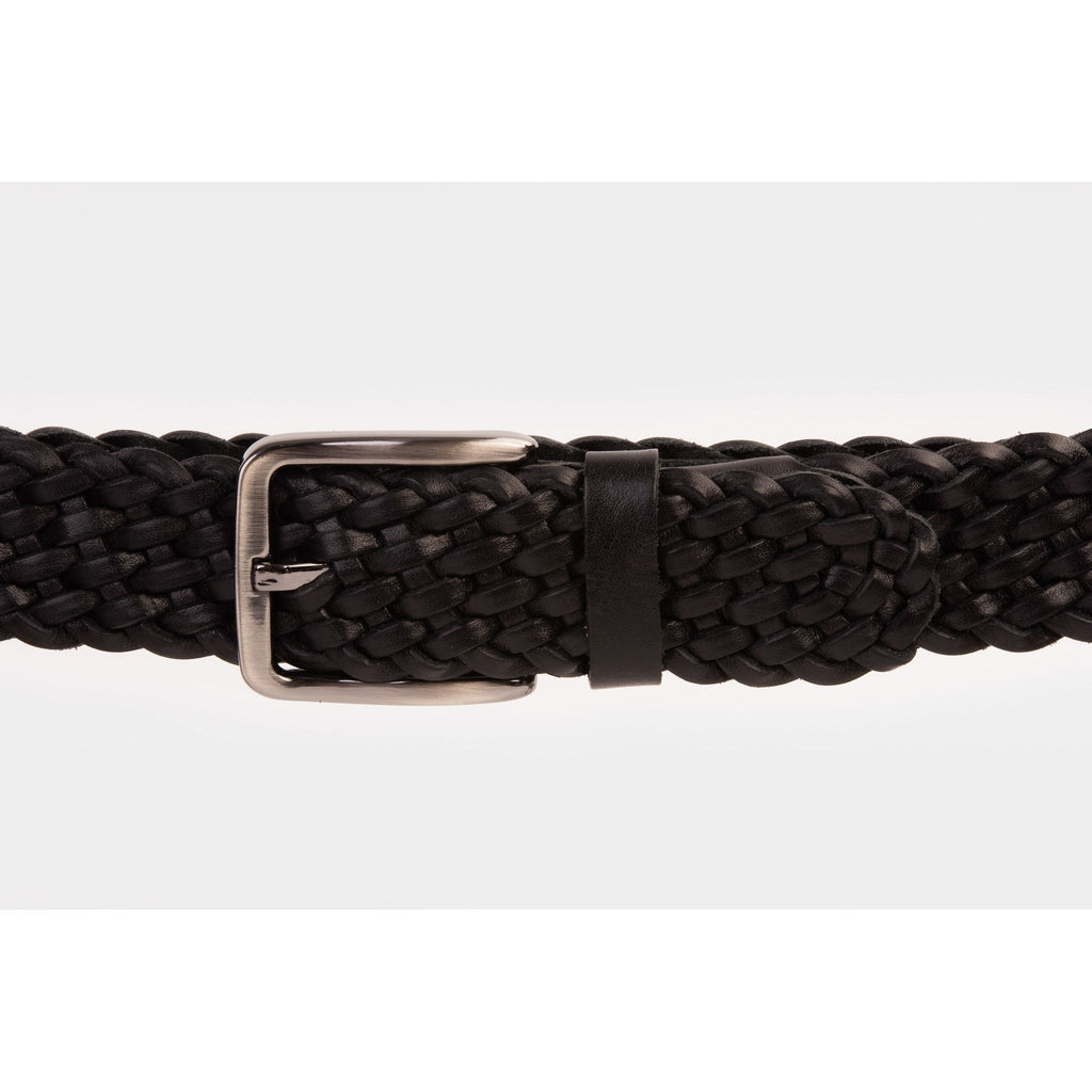 The Mclean Woven Black Leather Belt