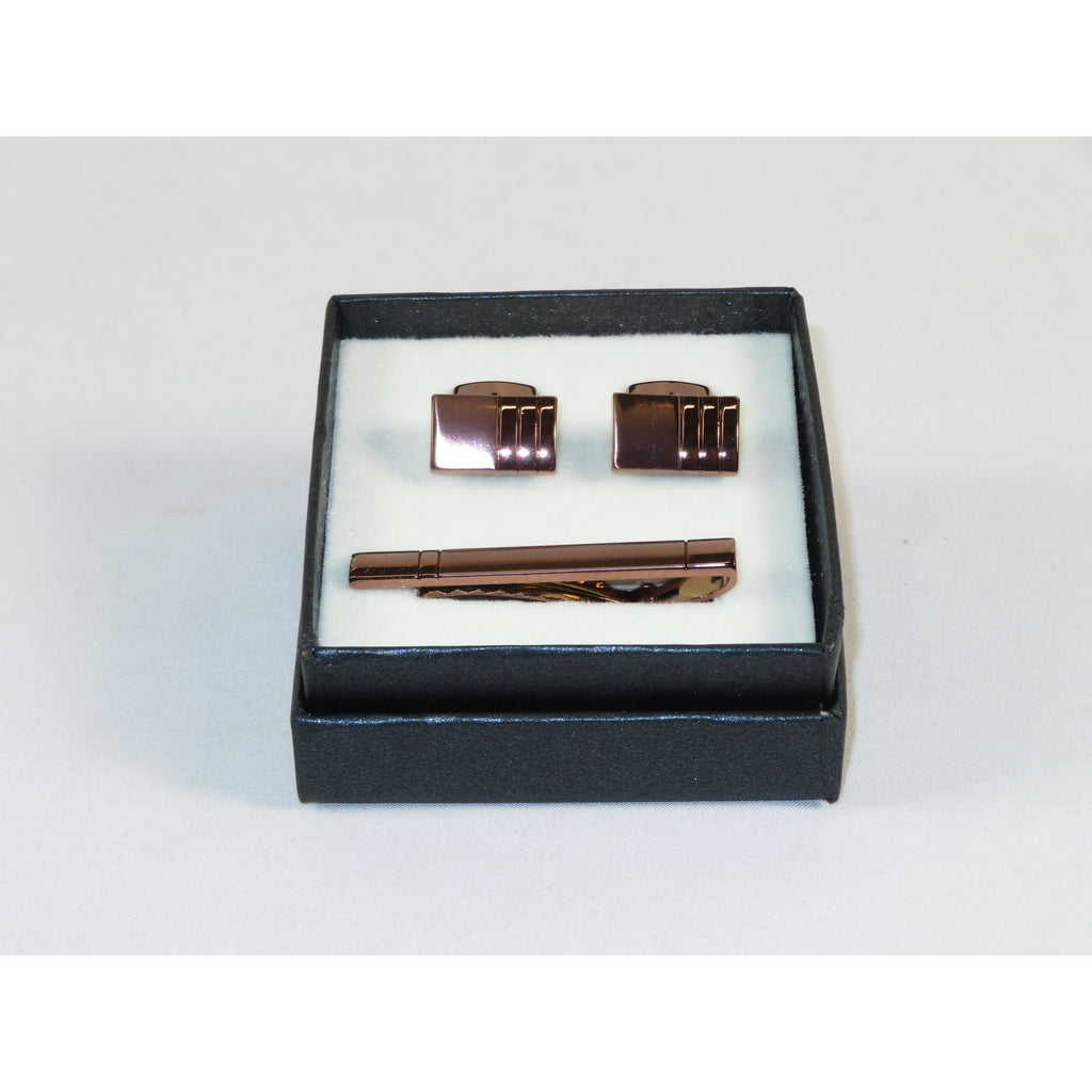 Men's Cufflink/Tie Bar Clip Set By Pierre Cavelli Turkey PCJ-10 Rose Gold