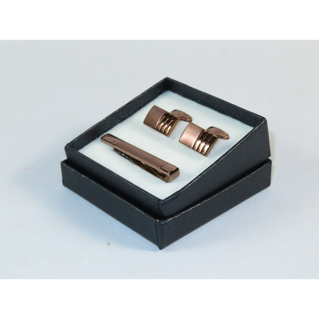 Men's Cufflink/Tie Bar Clip Set By Pierre Cavelli Turkey PCJ-10 Rose Gold