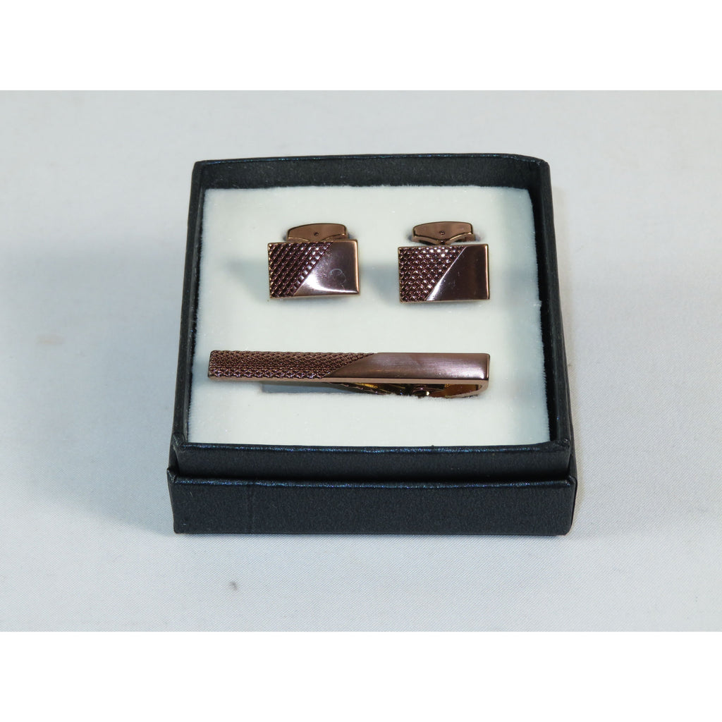 Men's Cufflink/Tie Bar Clip Set By Pierre Cavelli Turkey PCJ-11 Rose Gold