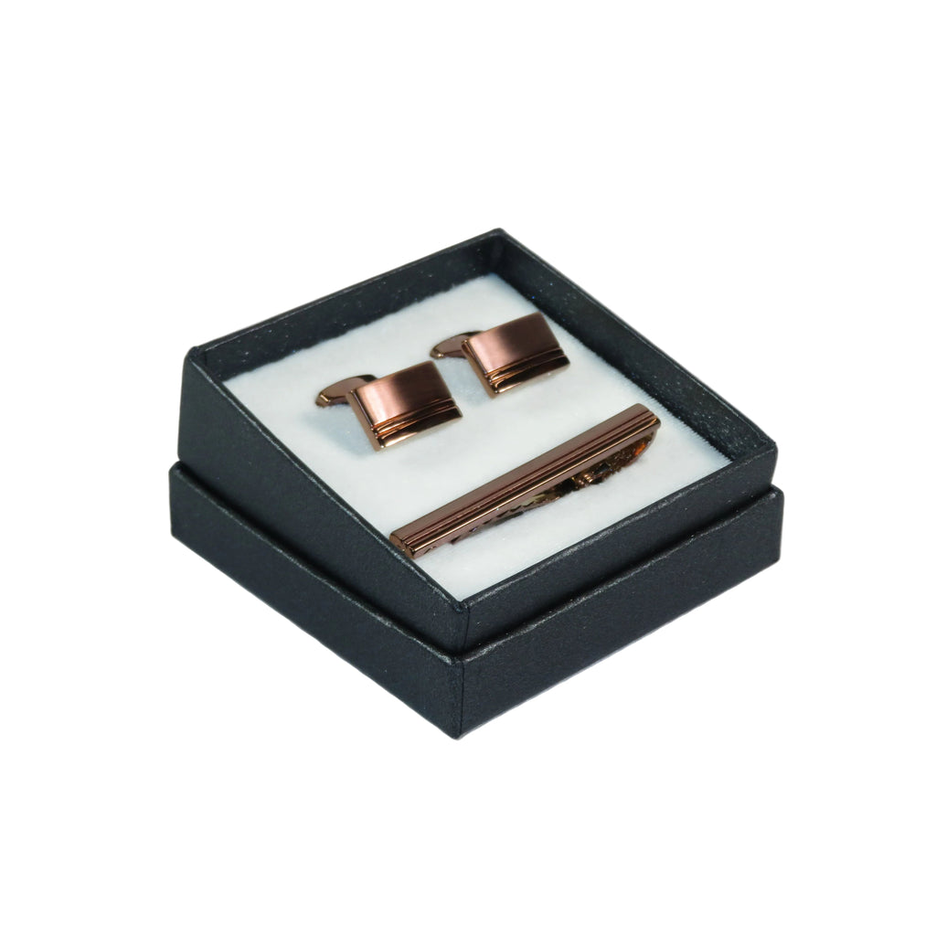 Men's Cufflink/Tie Bar Clip Set By Pierre Cavelli Turkey PCJ-12 Rose Gold