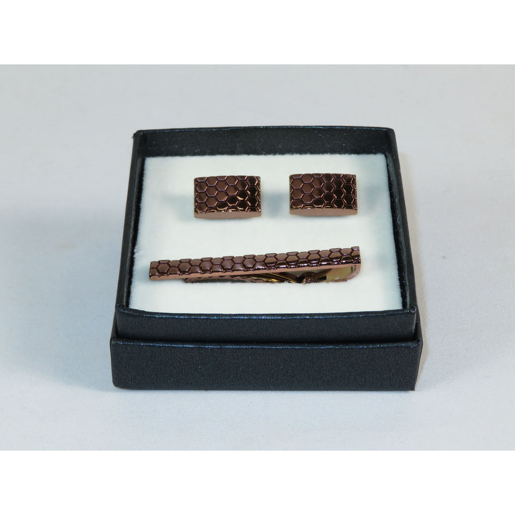 Men's Cufflink/Tie Bar Clip Set By Pierre Cavelli Turkey PCJ-13 Rose Gold