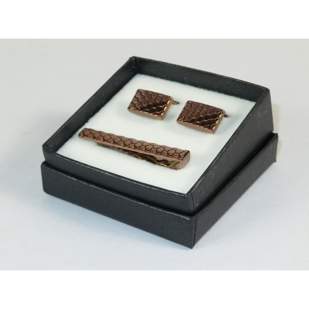 Men's Cufflink/Tie Bar Clip Set By Pierre Cavelli Turkey PCJ-13 Rose Gold