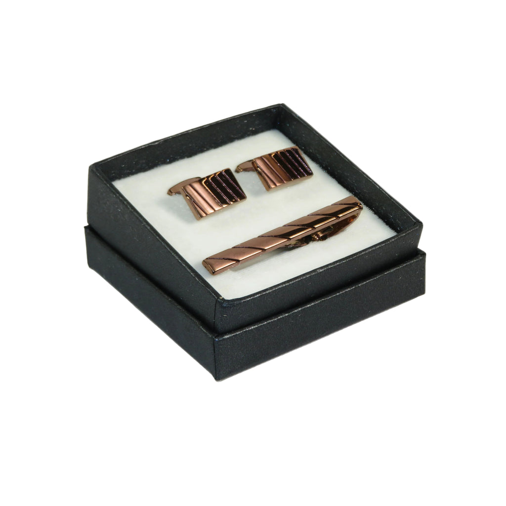 Men's Cufflink/Tie Bar Clip Set By Pierre Cavelli Turkey PCJ-14 Rose Gold