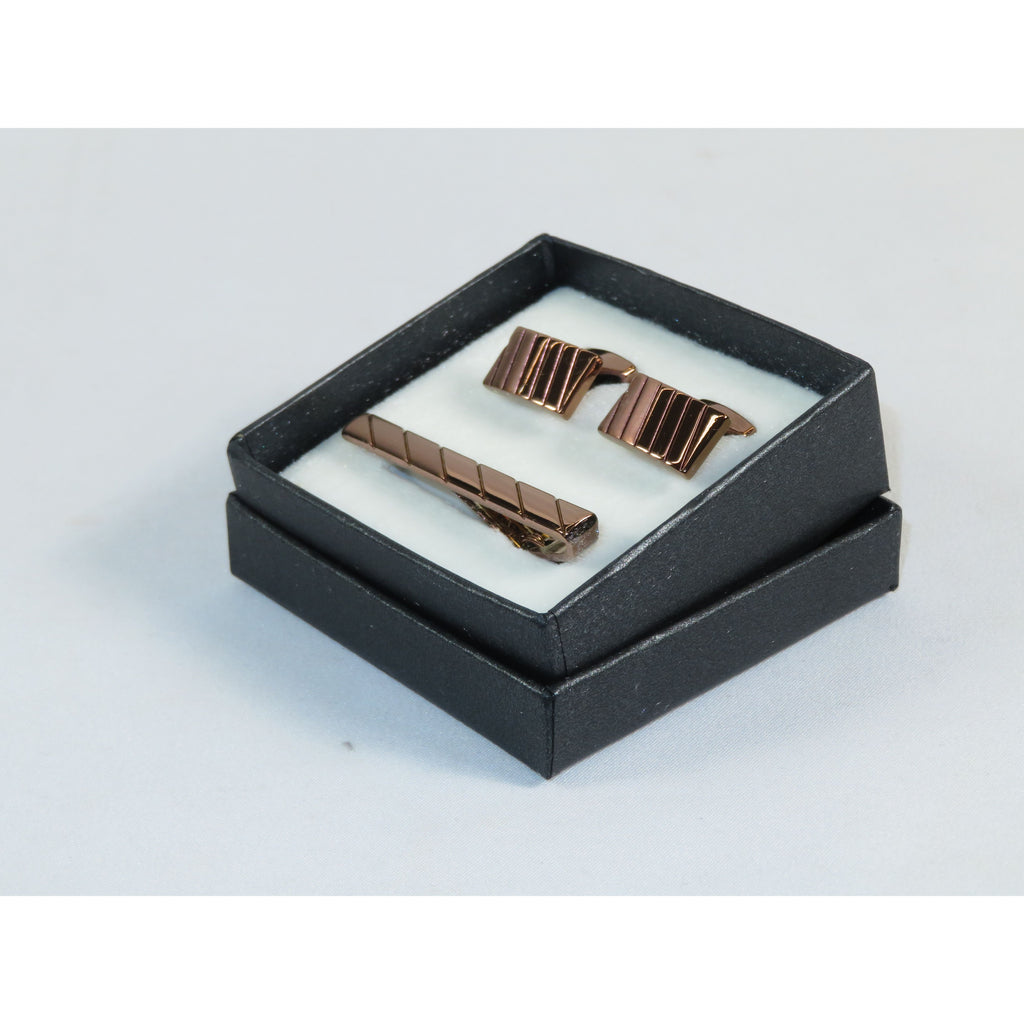 Men's Cufflink/Tie Bar Clip Set By Pierre Cavelli Turkey PCJ-14 Rose Gold