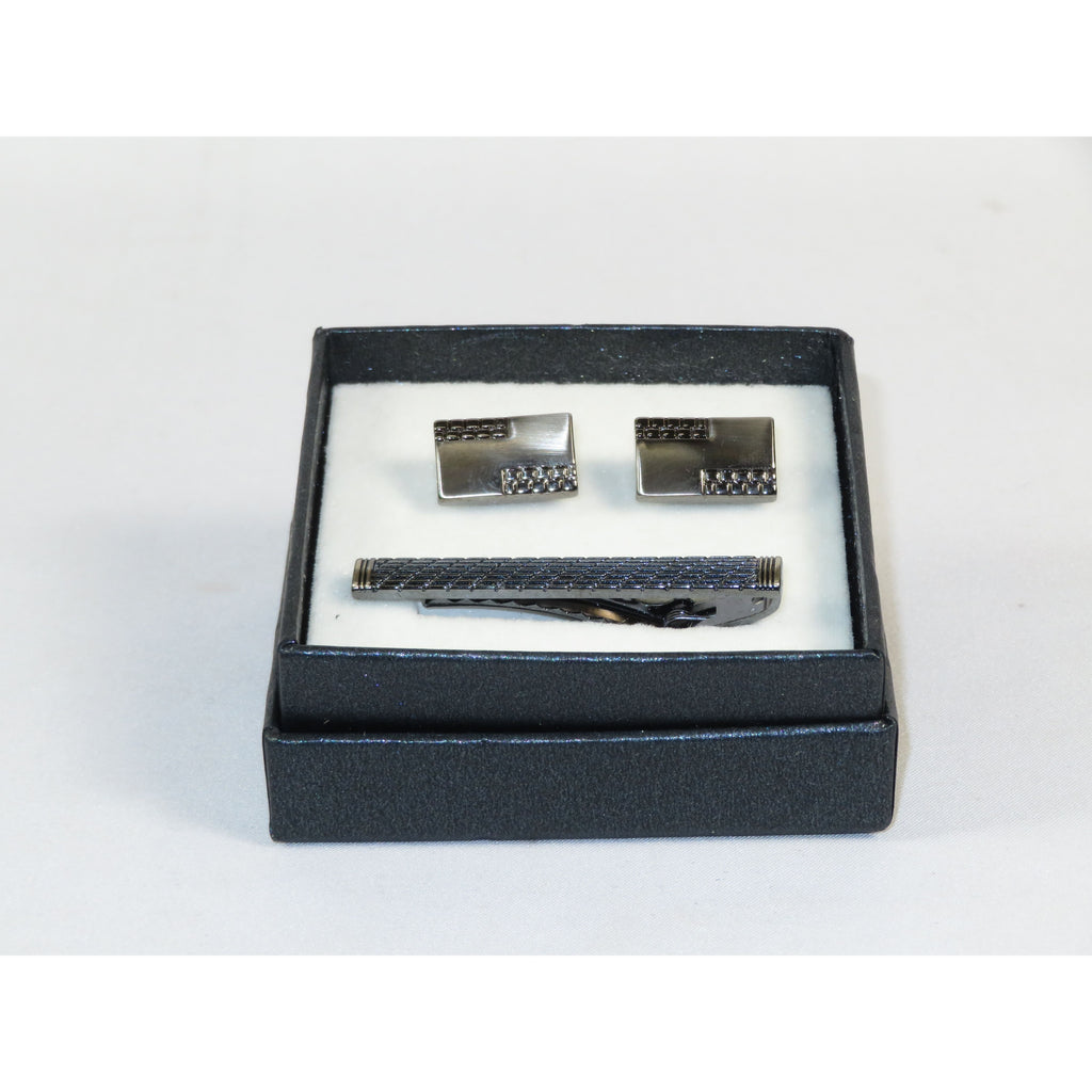 Men's Cufflink/Tie Bar Clip Set 3Pcs By Pierre Cavelli Turkey PCJ-16 Silver