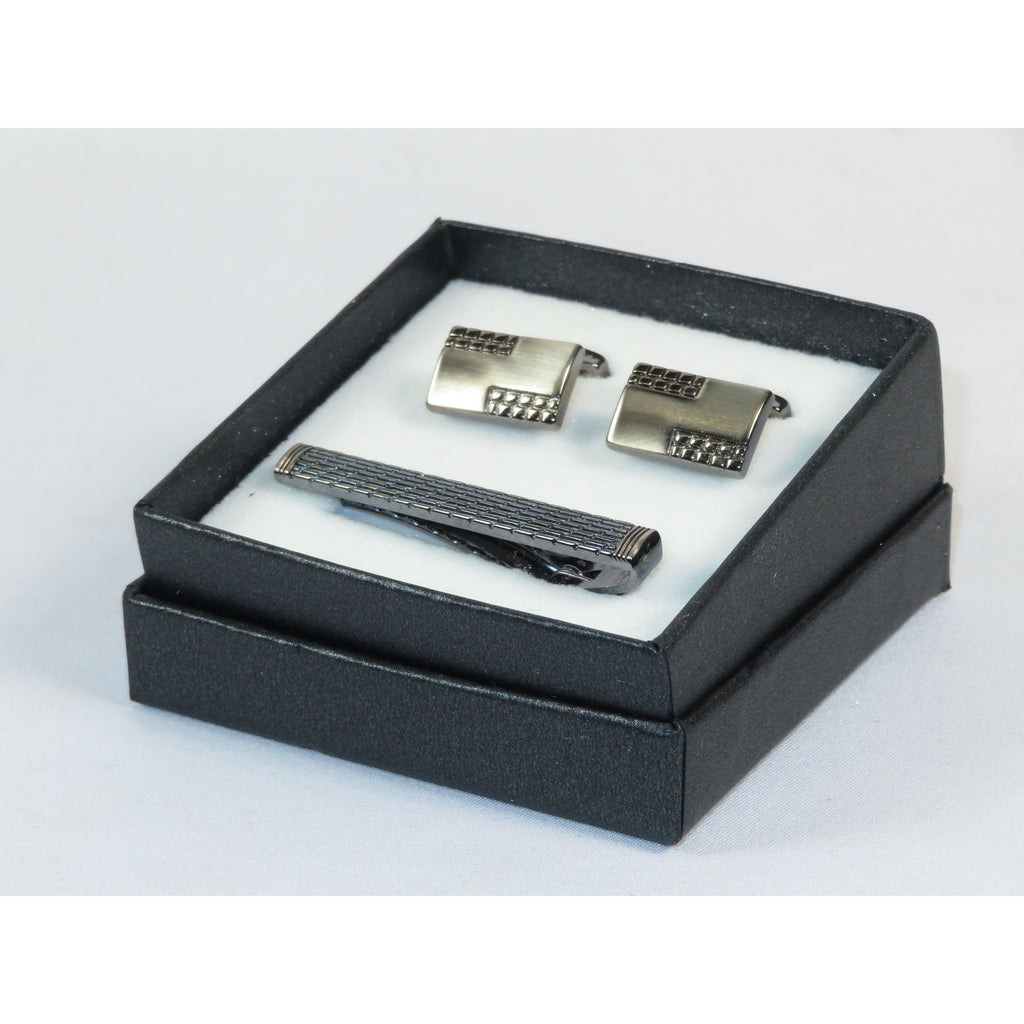 Men's Cufflink/Tie Bar Clip Set 3Pcs By Pierre Cavelli Turkey PCJ-16 Silver