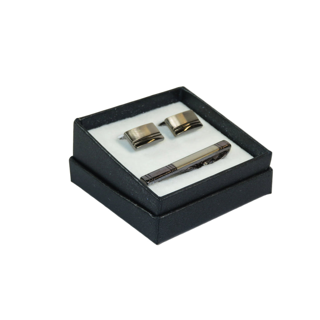 Men's Cufflink/Tie Bar Clip Set 3Pcs By Pierre Cavelli Turkey PCJ-17 Silver