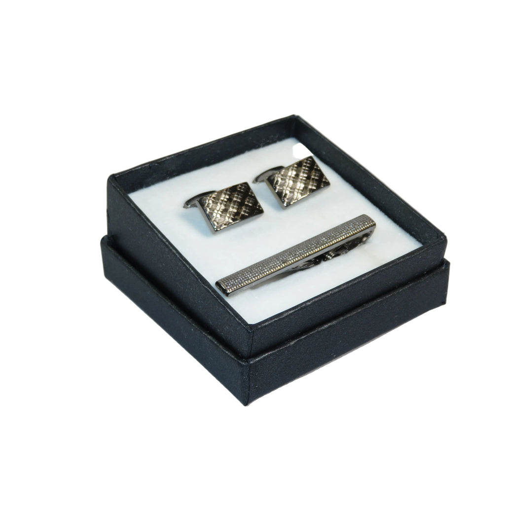 Men's Cufflink/Tie Bar Clip Set 3Pcs By Pierre Cavelli Turkey PCJ-18 Silver