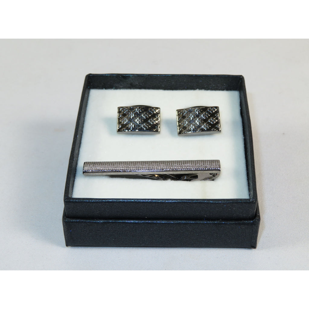 Men's Cufflink/Tie Bar Clip Set 3Pcs By Pierre Cavelli Turkey PCJ-18 Silver