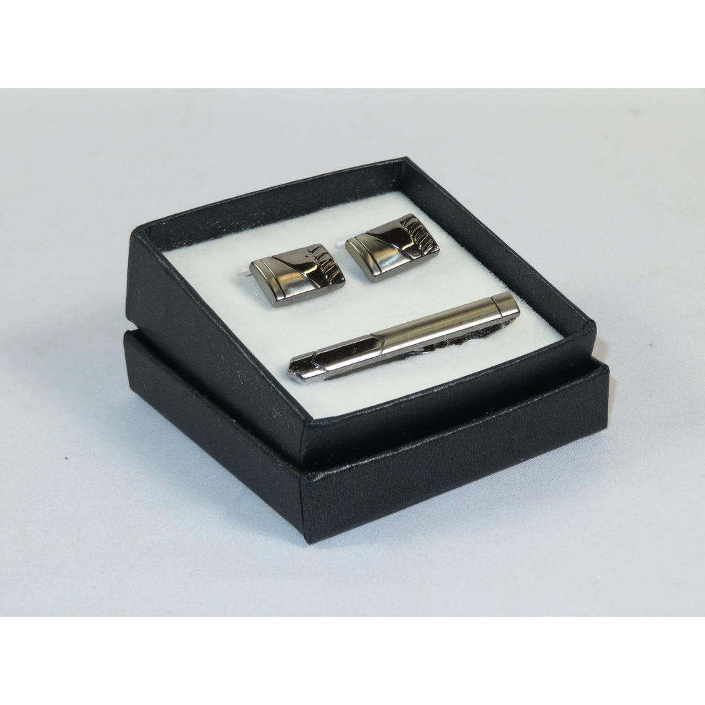 Men's Cufflink/Tie Bar Clip Set 3Pcs By Pierre Cavelli Turkey PCJ-19 Silver