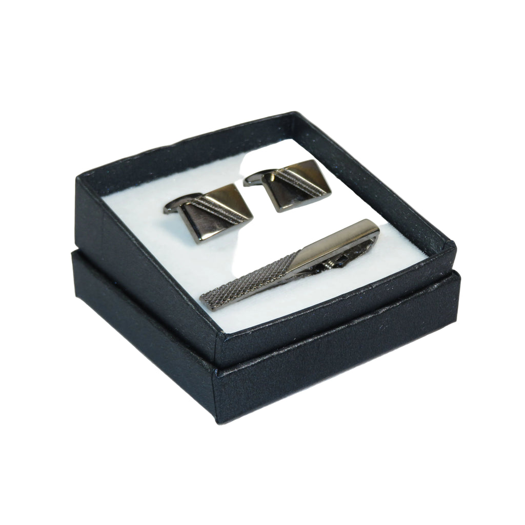 Men's Cufflink/Tie Bar Clip Set 3Pcs By Pierre Cavelli Turkey PCJ-20 Silver