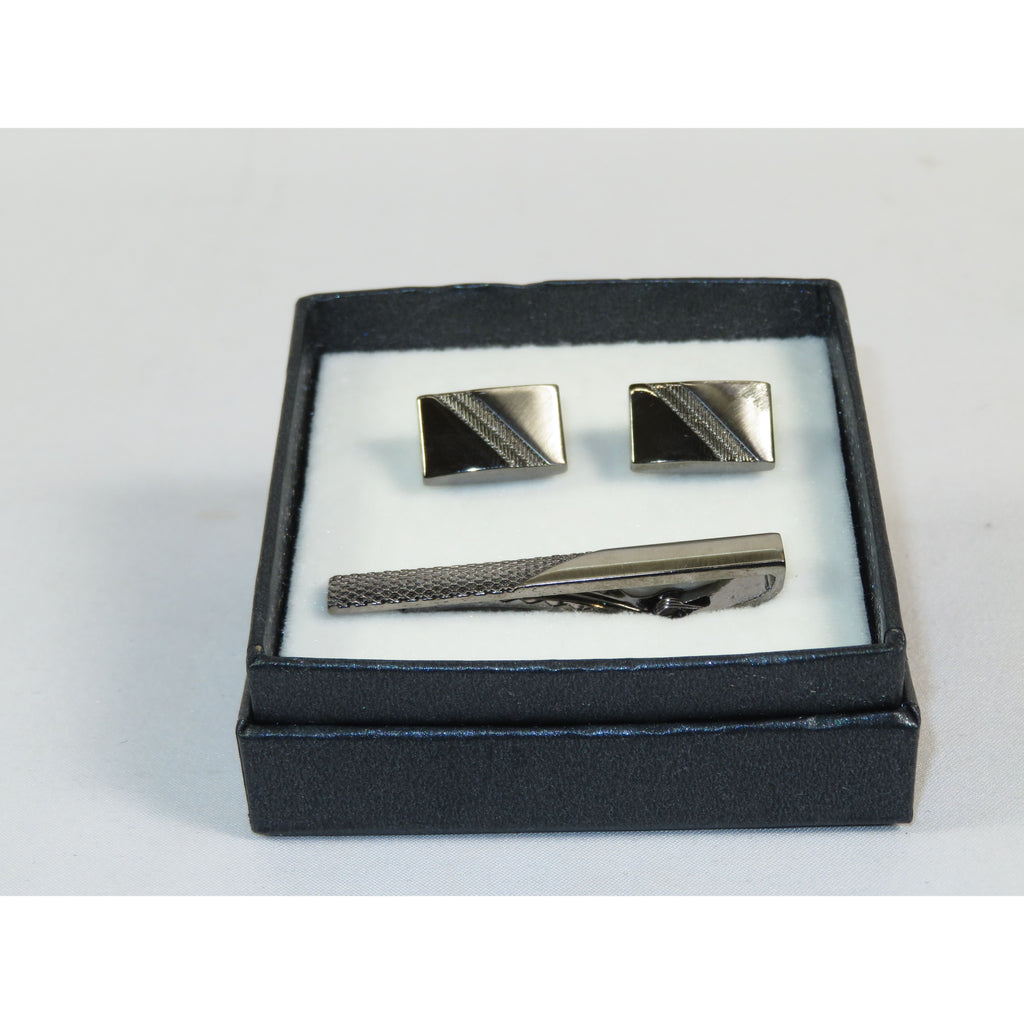 Men's Cufflink/Tie Bar Clip Set 3Pcs By Pierre Cavelli Turkey PCJ-20 Silver