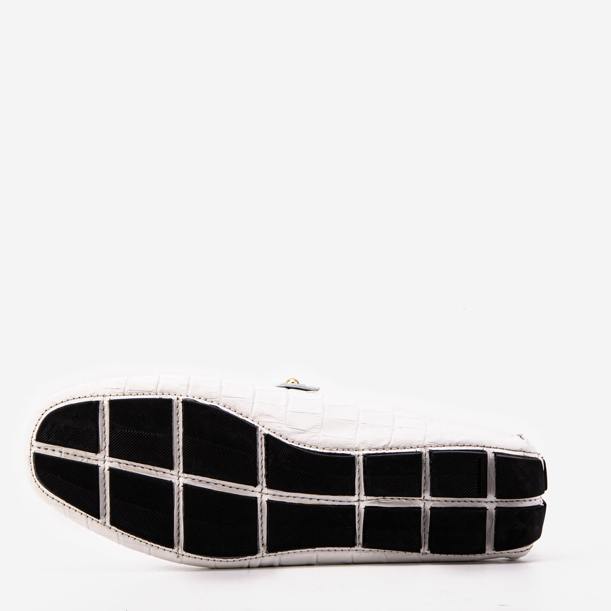 The Pisa White Leather Bit Drive Loafer Men Shoe