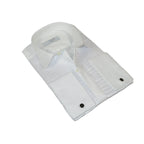 Men CEREMONIA Formal Tux Cotton Shirt Slim Fit Turkey #PLK 13 Crinkled White
