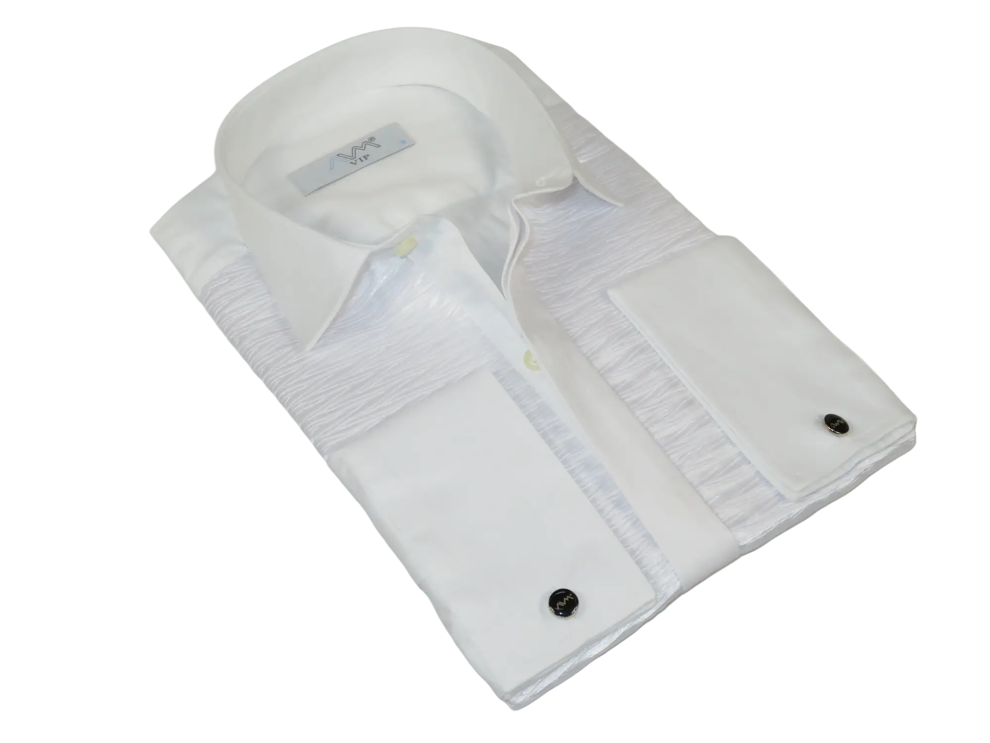 Men CEREMONIA Formal Tux Cotton Shirt Slim Fit Turkey #PLK 13 Crinkled White