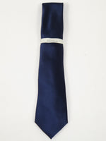 Men's Perry Ellis Tie Classic Satin Silky Feel #Perry-1 Solid Navy Blue