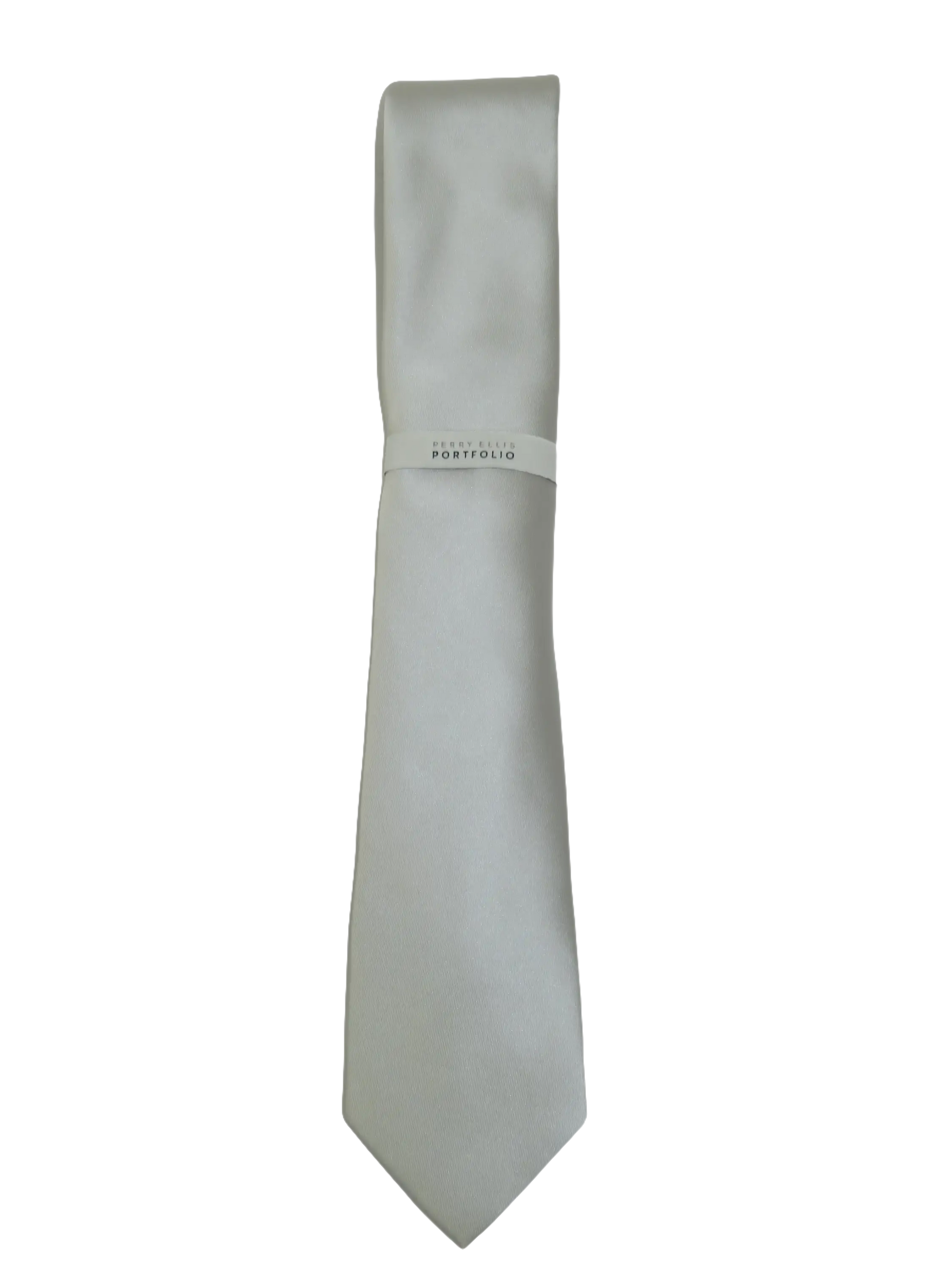 Men's Perry Ellis Tie Classic Satin Silky Feel #Perry-2 Solid Silver Gray