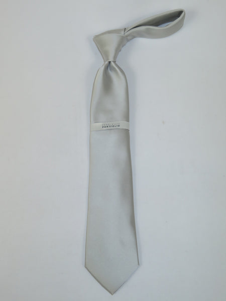Men's Perry Ellis Tie Classic Satin Silky Feel #Perry-2 Solid Silver Gray