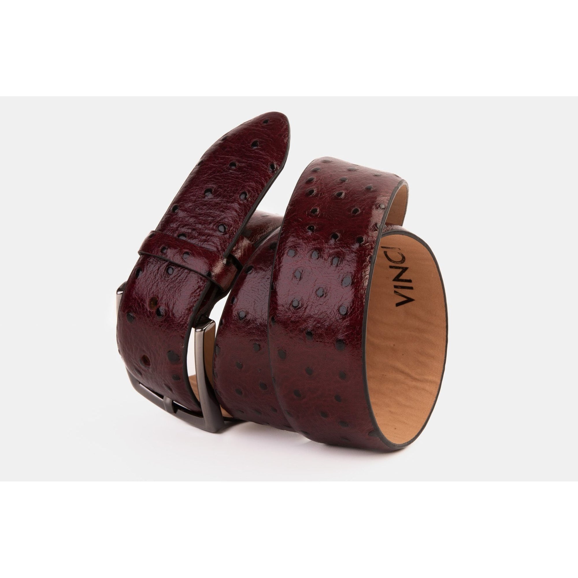 The Porto Alegre Burgundy Leather Belt