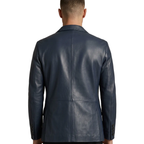 Men's VIA CONDOTTI Fine Lamb Skin Leather Blazer Jacket PUNTO CKT Laci/Navy Blue