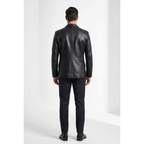 Men's VIA CONDOTTI Fine Lamb Skin Leather Blazer Jacket PUNTO CKT Black