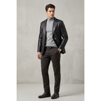 Men's VIA CONDOTTI Fine Lamb Skin Leather Blazer Jacket PUNTO CKT Black