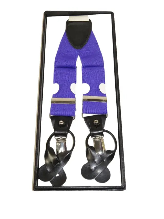 ELEGANT Suspenders Clip on and Button Option for Slacks or Suit Pants Purple