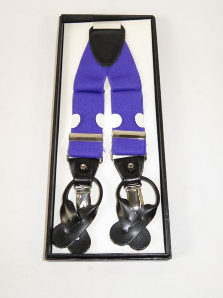 ELEGANT Suspenders Clip on and Button Option for Slacks or Suit Pants Purple