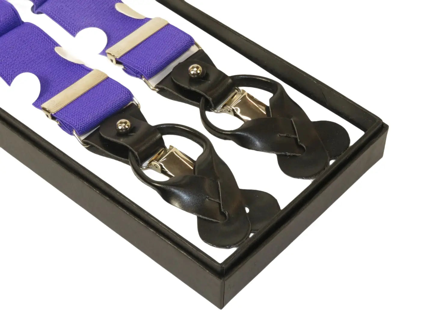 ELEGANT Suspenders Clip on and Button Option for Slacks or Suit Pants Purple