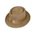 Men's Bruno Capelo RAFAELE Braid Straw Pork Pie Hat Telescope Crown RF-403 Tan