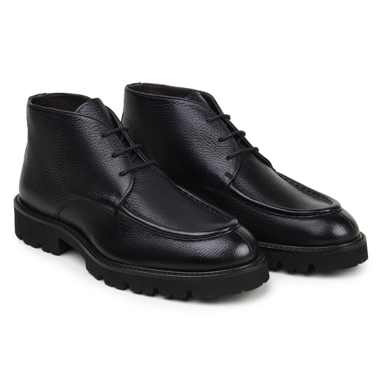 Belvedere Rinaldo Deerskin Leather Chukka Boots Moc Toe Black