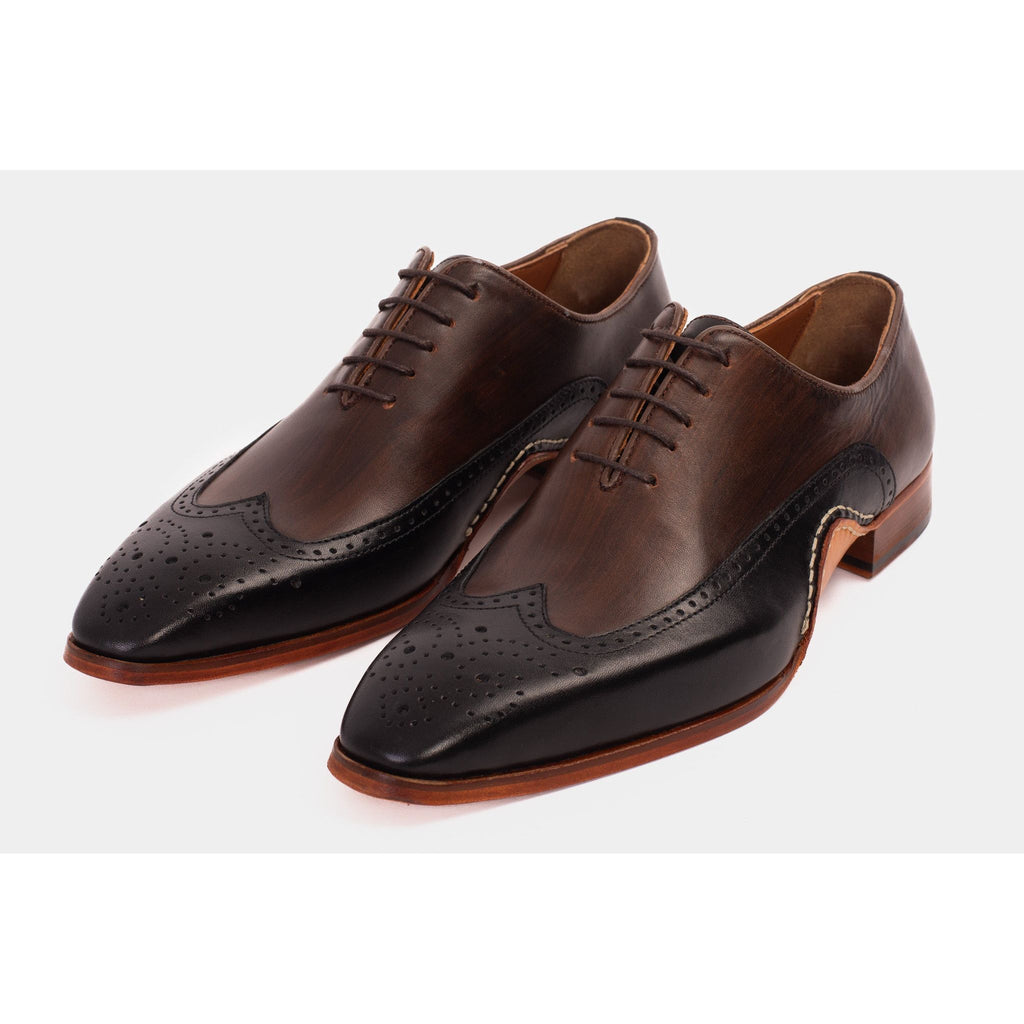 The Royal Hand Craft Black & Brown Wingtip Oxford Men Shoe