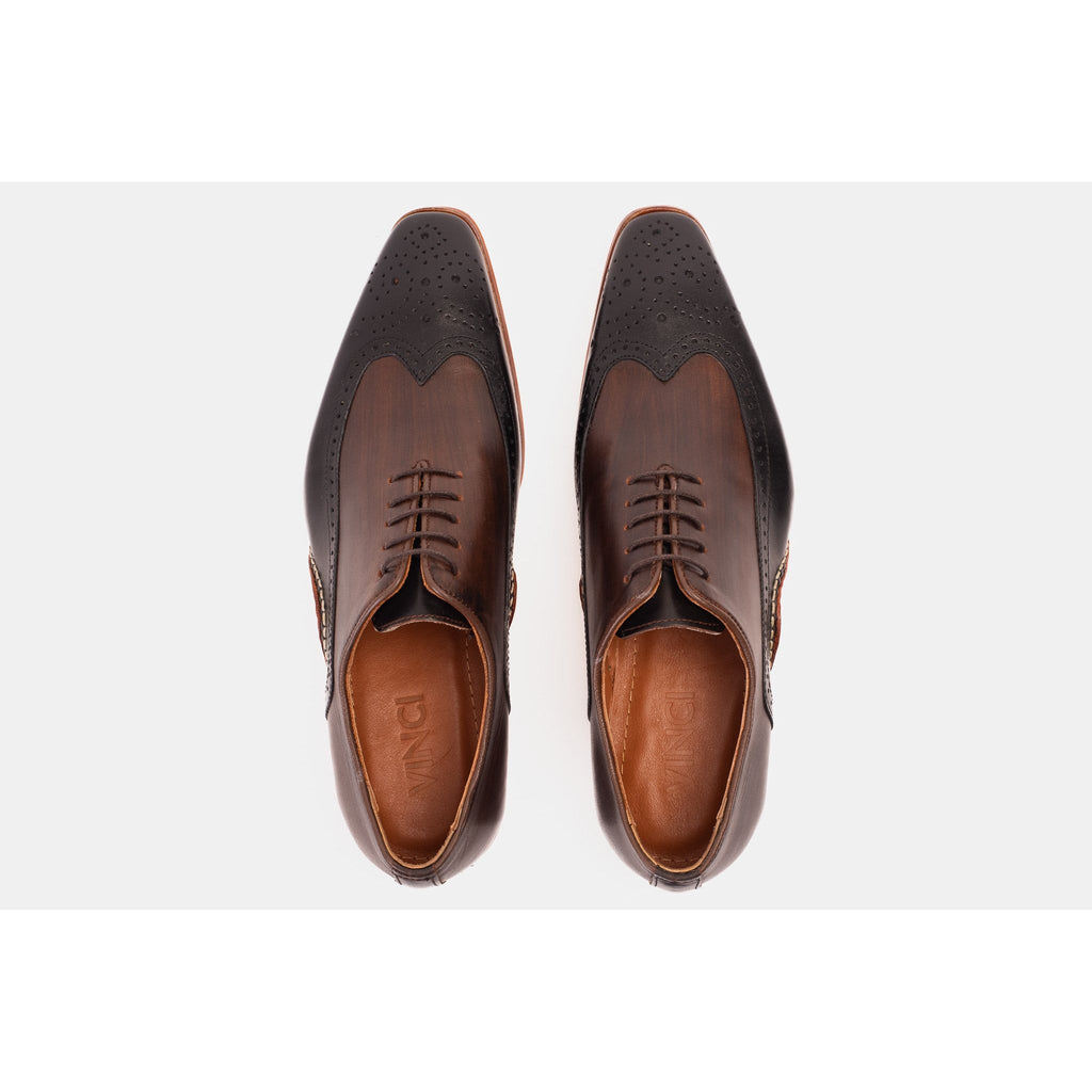 The Royal Hand Craft Black & Brown Wingtip Oxford Men Shoe