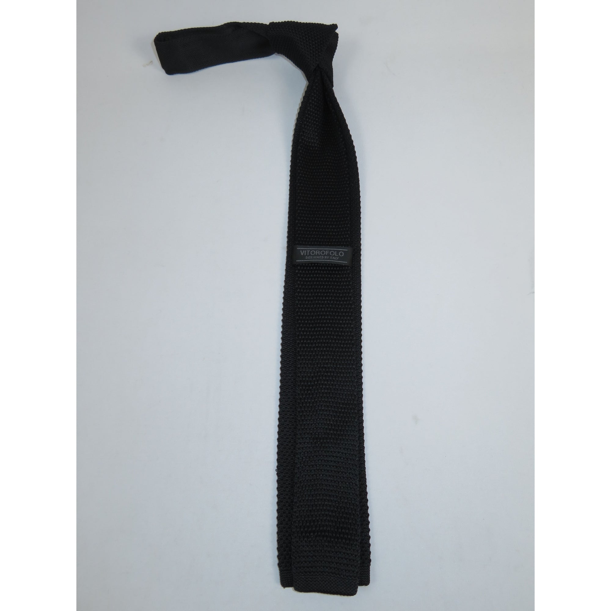 Men's Vitorofolo Italy Slim Skinny Tie Woven Knitted Fabric Fashionable RS-1 Black