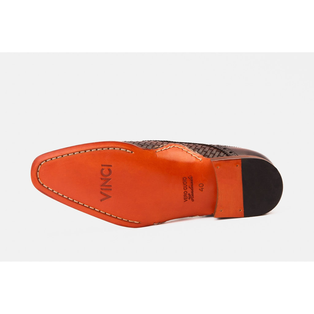 The Rolls  Woven Tan Leather Single Monk Strap  Handmade Men Shoe