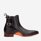 Vinci The Royal Hand Craft Black Leather Double-Buckle Chelsea Men Boot
