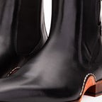 Vinci The Royal Hand Craft Black Leather Double-Buckle Chelsea Men Boot