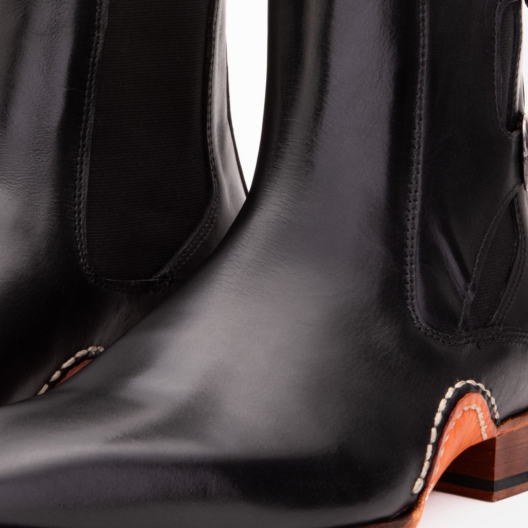 Vinci The Royal Hand Craft Black Leather Double-Buckle Chelsea Men Boot
