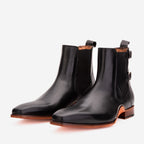 Vinci The Royal Hand Craft Black Leather Double-Buckle Chelsea Men Boot