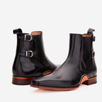 Vinci The Royal Hand Craft Black Leather Double-Buckle Chelsea Men Boot