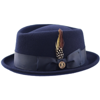 Bruno Capelo Hat Wool Fedora Diamond Crown Santana Stingy Brim SA204 Navy
